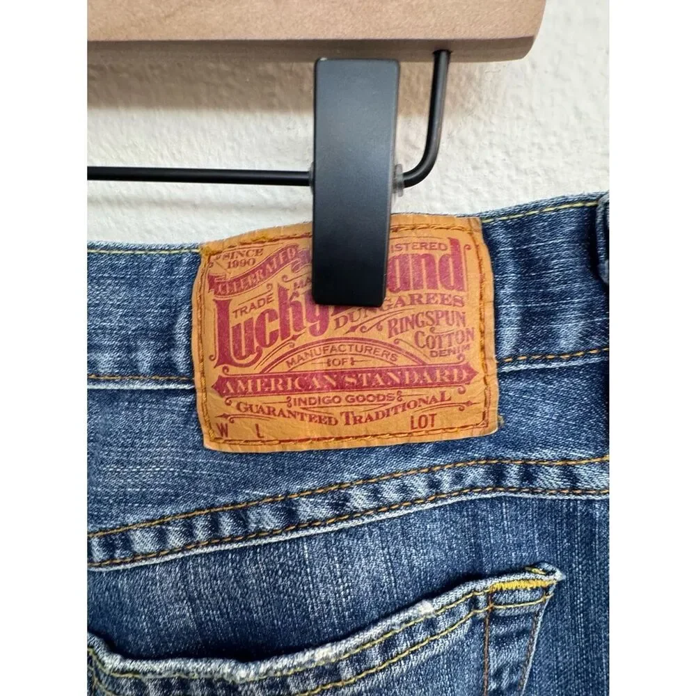 Lucky Brand Easy Rider Faded Distressed Blue Straight Jeans